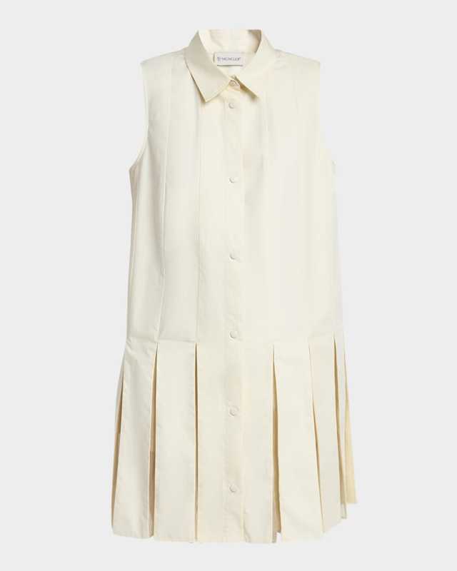 Snap-Front Sleeveless Godet Dress